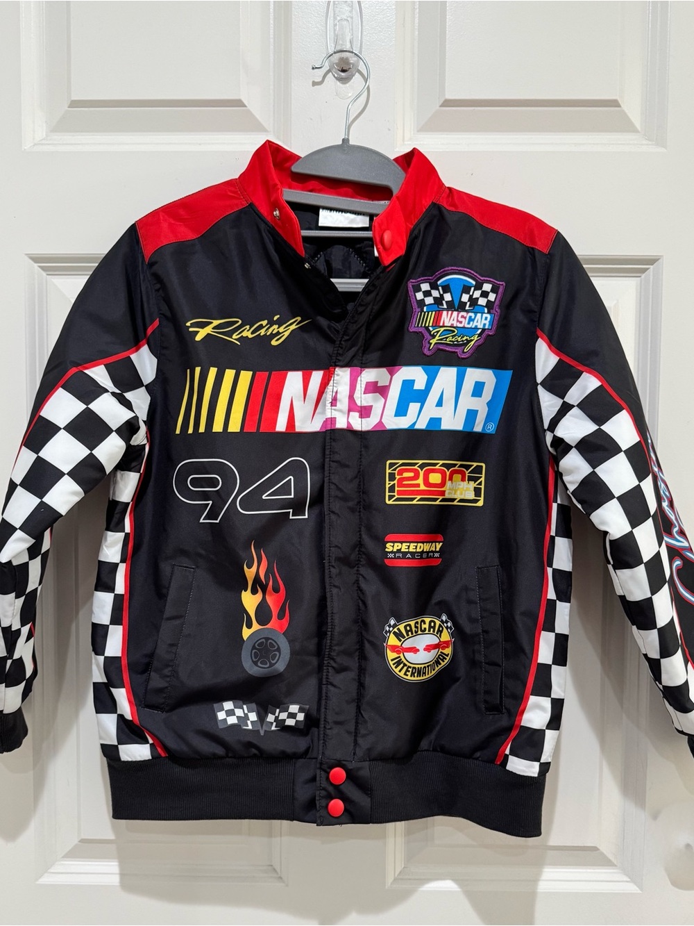 NASCAR Kid’s Youth Black & Red Racing Bomber Jacket Coat - Sz 10/12